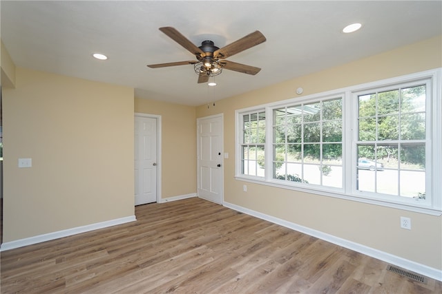 606 N Catherine St, Walhalla, SC 29691 - spare room featuring light wood-style flooring, recessed lighting, and a ceiling fan