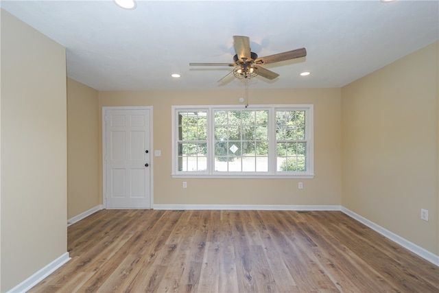 606 N Catherine St, Walhalla, SC 29691 - empty room featuring a ceiling fan, wood finished floors, and recessed lighting
