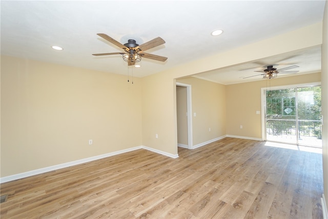 606 N Catherine St, Walhalla, SC 29691 - spare room featuring a ceiling fan, light wood-type flooring, and recessed lighting
