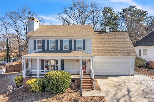 view of front of home featuring a garage and covered porch