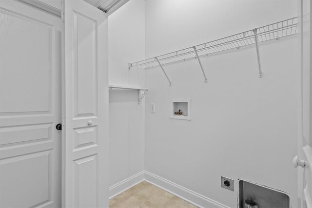 laundry room featuring hookup for an electric dryer and hookup for a washing machine