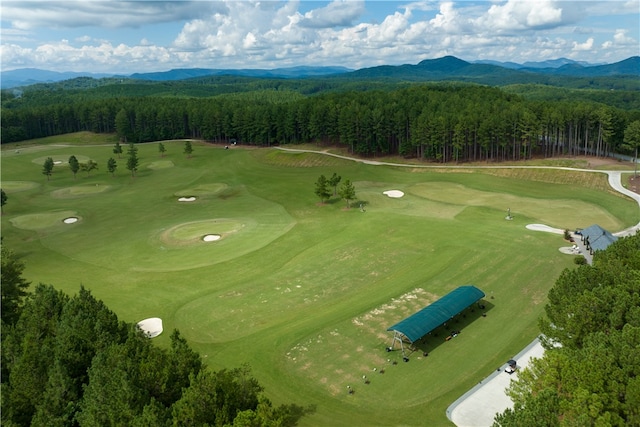 birds eye view of property featuring a mountain view