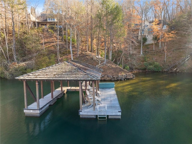 dock area featuring a water view