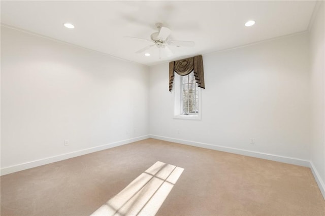 604 Top Ridge Dr, Sunset, SC 29685 - spare room featuring light colored carpet, ceiling fan, baseboards, and recessed lighting