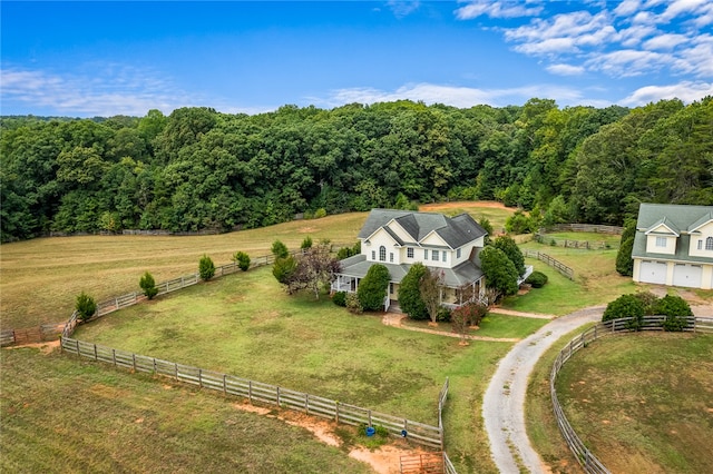 aerial view featuring a rural view