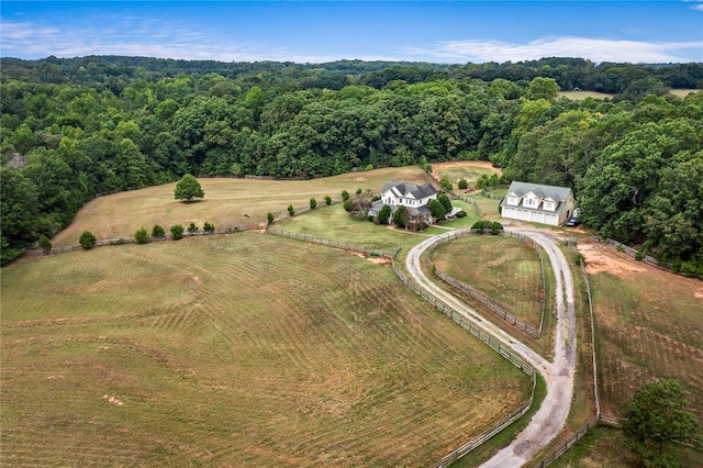 bird's eye view with a rural view