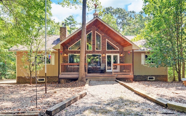 view of front of house with a wooden deck