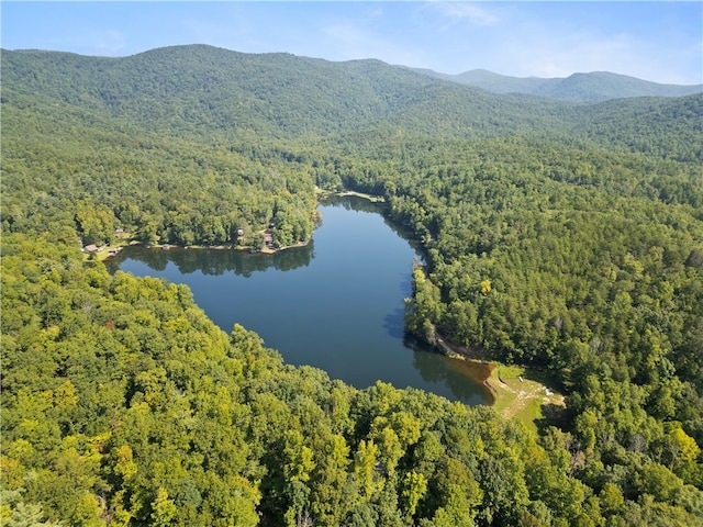 aerial view with a water and mountain view