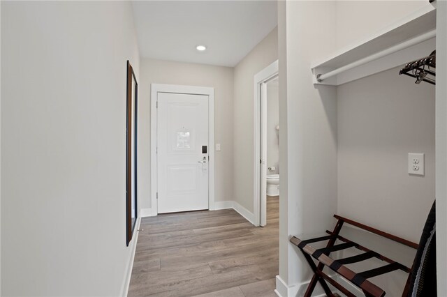 doorway featuring light hardwood / wood-style flooring