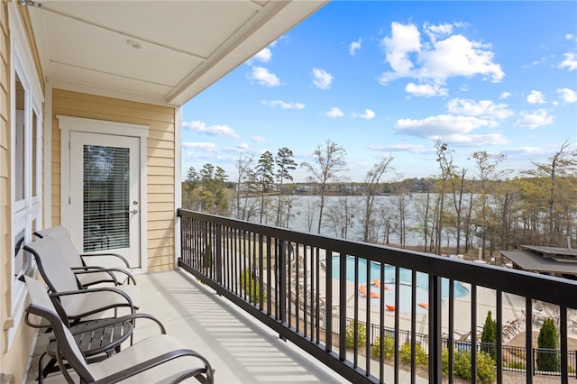 balcony with a water view