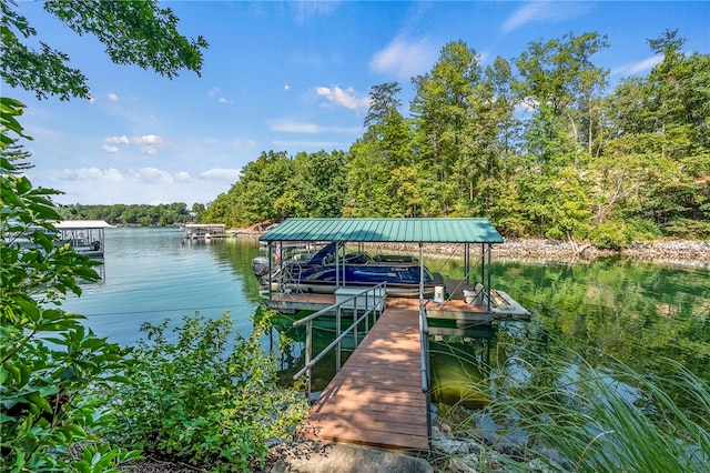 view of dock featuring a water view