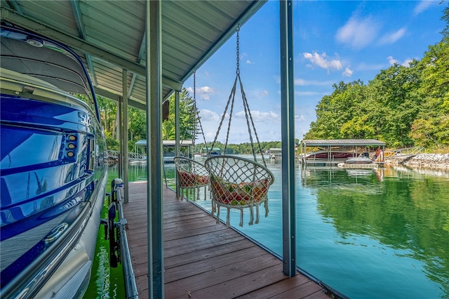 view of dock featuring a water view