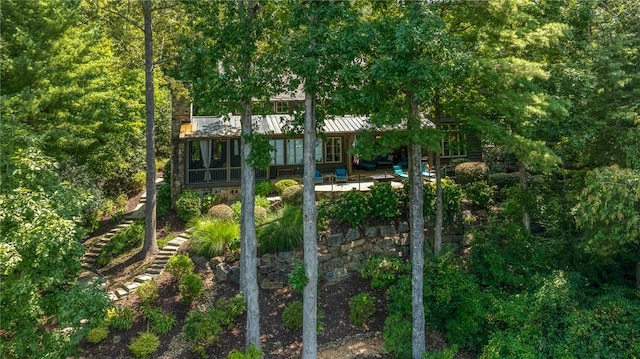 202 Passion Flower Way, Sunset, SC 29685 - view of yard featuring a patio and stairs