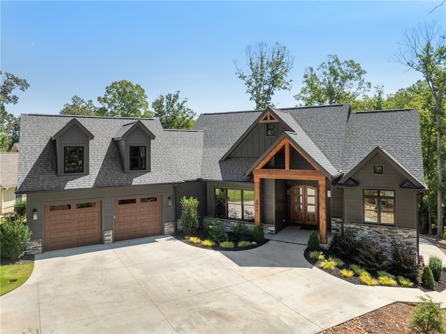 view of front of property with a garage