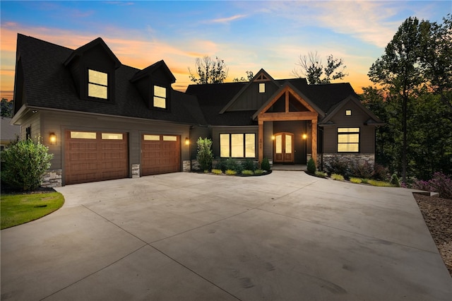 view of front of home with a garage