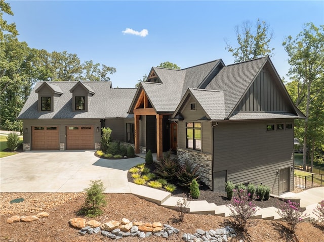 view of front of house with a garage