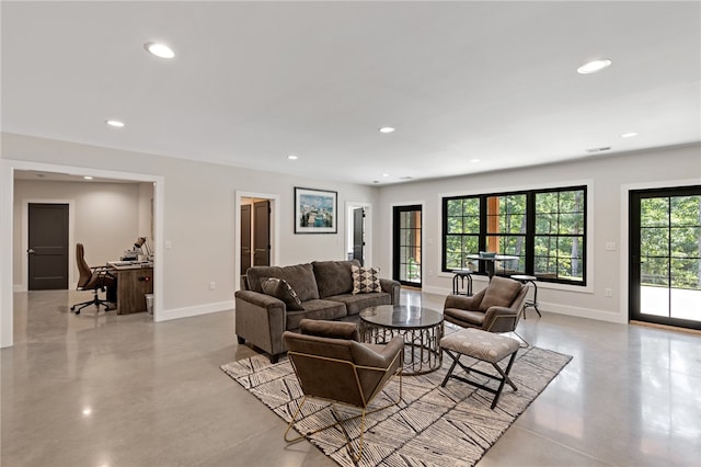 living room featuring plenty of natural light