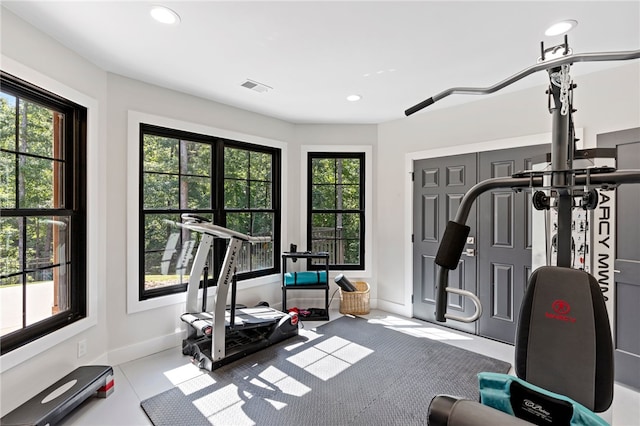 exercise area with plenty of natural light