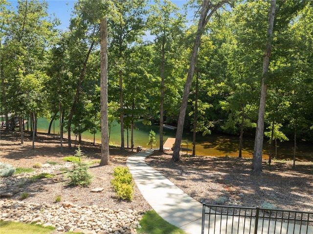 view of home's community with a water view