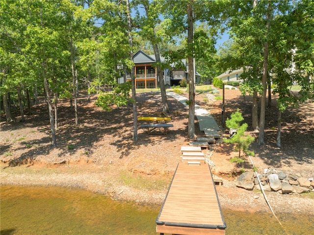 view of yard with a water view