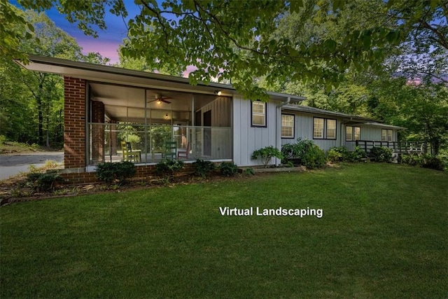 286 Nostradamus Ct, Salem, SC 29676 - view of front of house with a lawn, a sunroom, and board and batten siding
