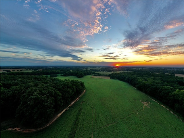 view of aerial view at dusk