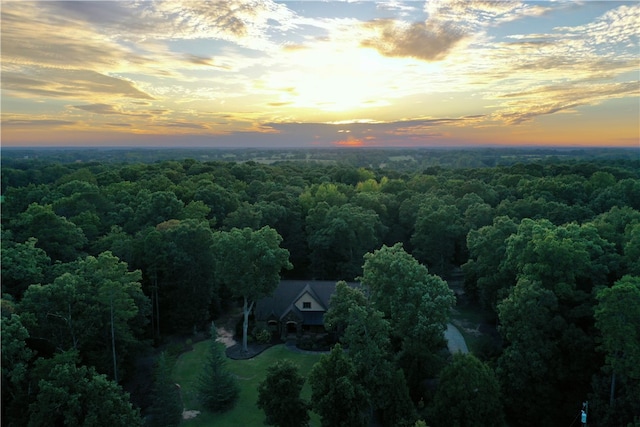 view of aerial view at dusk