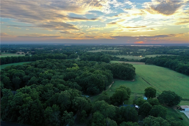 view of aerial view at dusk