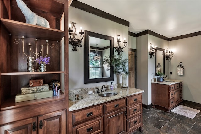 bathroom featuring vanity and crown molding