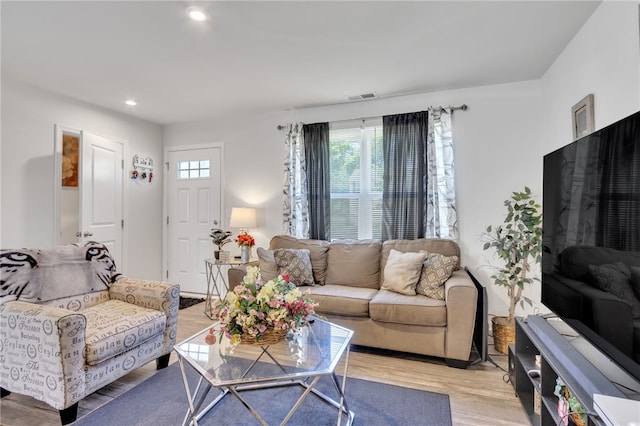 living room featuring light hardwood / wood-style floors