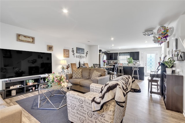 living room featuring light hardwood / wood-style flooring