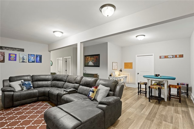 living room with hardwood / wood-style floors