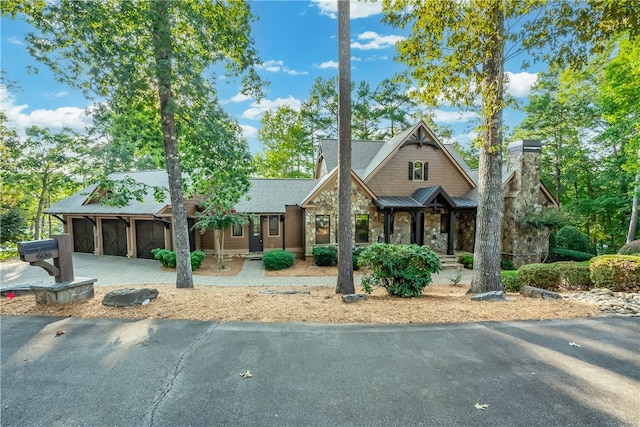 craftsman inspired home featuring a garage