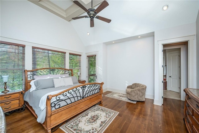 606 Majesty Ct, Salem, SC 29676 - bedroom with ceiling fan, high vaulted ceiling, recessed lighting, baseboards, and wood finished floors