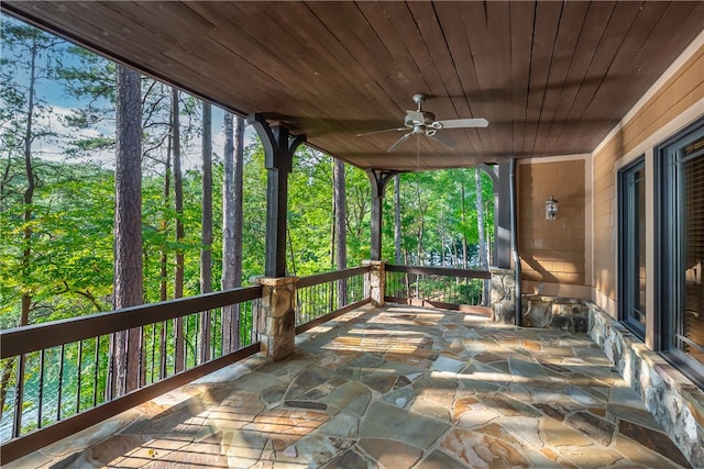 exterior space with a patio and ceiling fan