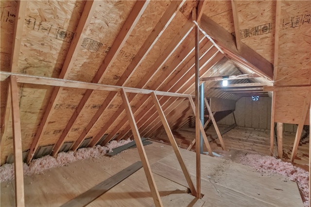 view of unfinished attic