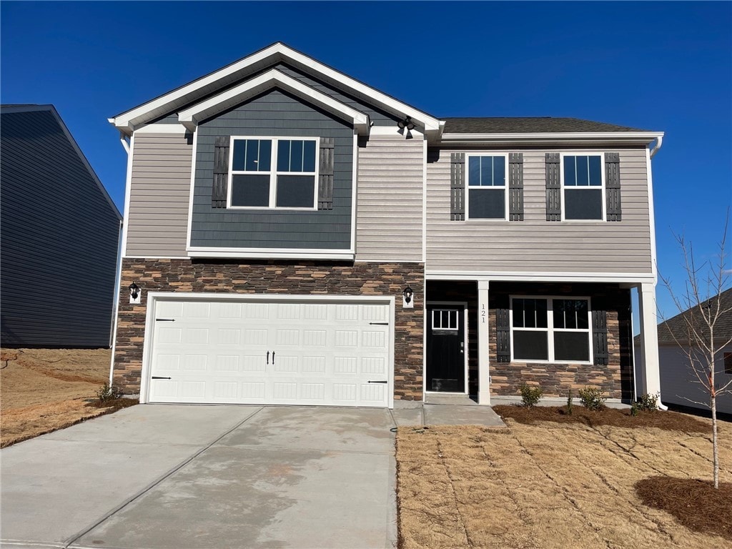 view of front of house with a garage