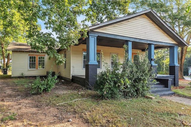 view of front of home featuring central AC and covered porch