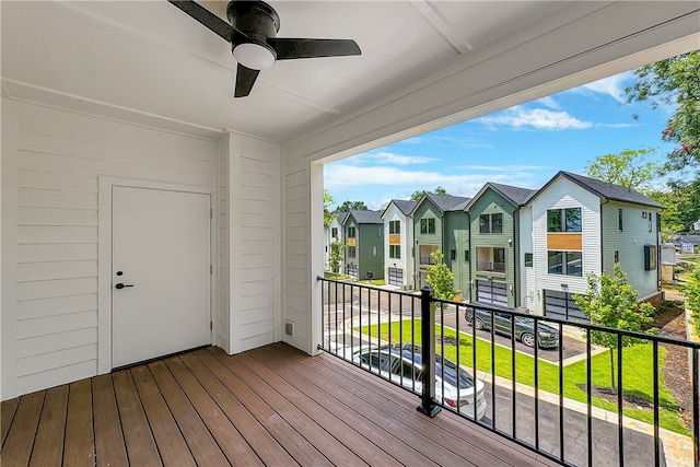 deck featuring ceiling fan