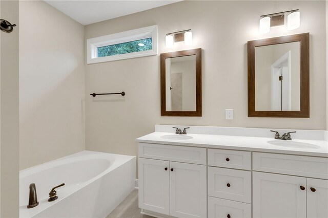 bathroom with vanity and a bathing tub