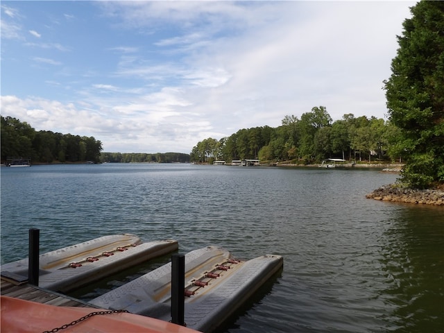 dock area featuring a water view