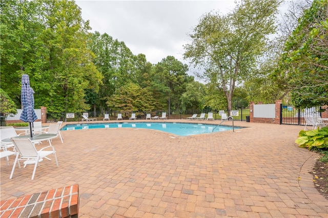 view of pool with a patio