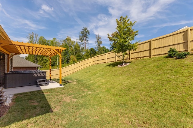 view of yard with a pergola