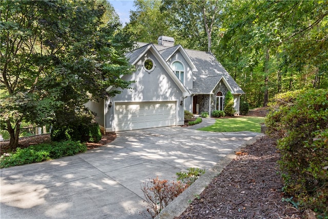 front of property with a garage