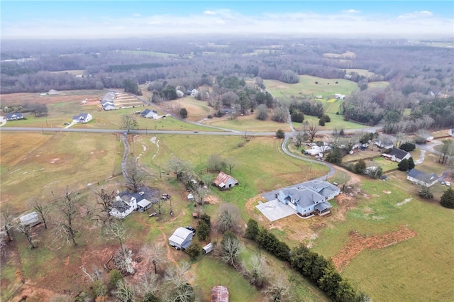 aerial view featuring a rural view