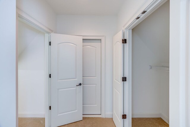 hallway with light carpet