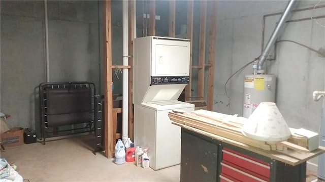 157 Deerwood Dr, Westminster, SC 29693 - washroom with laundry area, stacked washer / drying machine, and water heater