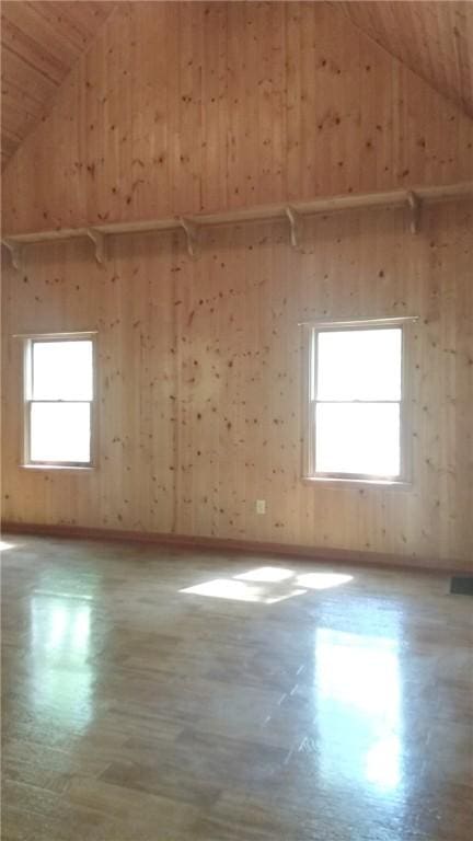 157 Deerwood Dr, Westminster, SC 29693 - additional living space featuring lofted ceiling, a wealth of natural light, wooden walls, and wood finished floors