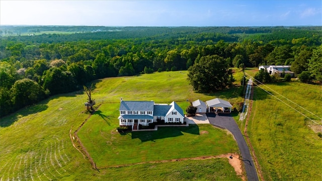 bird's eye view with a rural view