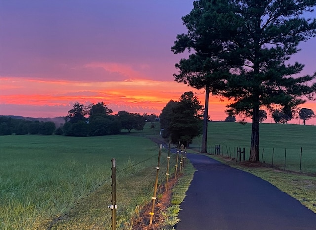 view of road featuring a rural view